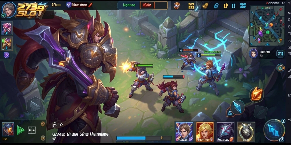 Tampilan dinamis dalam permainan MOBA 2739SLOT yang seru.