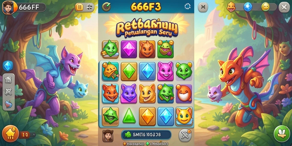 Tampilan gameplay seru dalam game Match-3 666FF yang menantang.