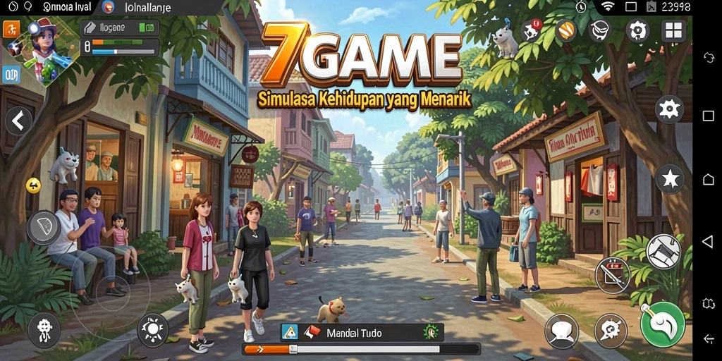 Tangkapan layar gameplay 7GAME yang menunjukkan interaksi mendalam antar karakter.