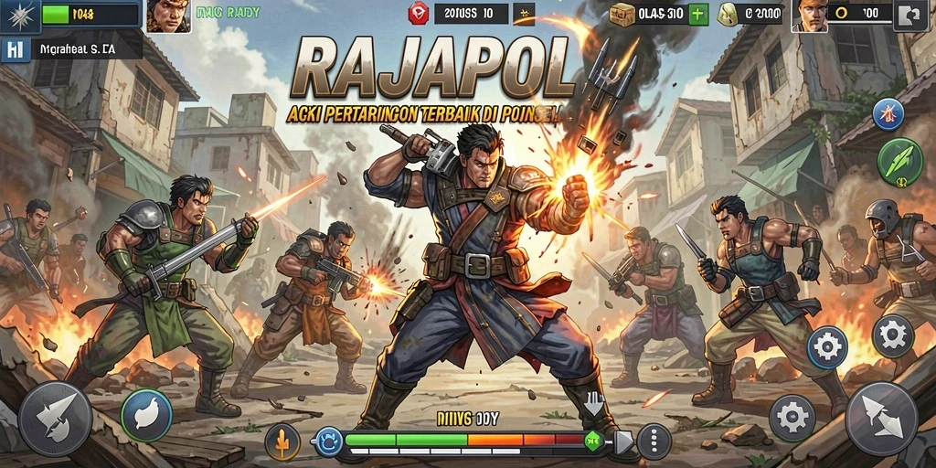 Gameplay RAJAPOLA menampilkan pertarungan yang dinamis dan karakter unik.