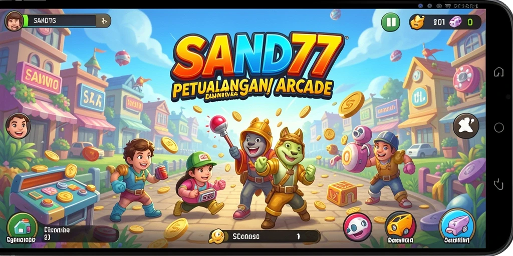 Tampilan gameplay seru SAND77 dengan aksi cepat dan penuh warna.