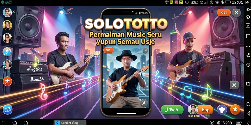 Gameplay SOLOTOTO menunjukkan pengguna merasakan pengalaman musik yang seru.