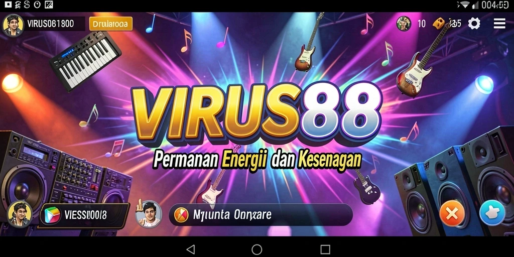 Tampilan gameplay menarik dari VIRUS88 menampilkan interaksi musik yang dinamis.