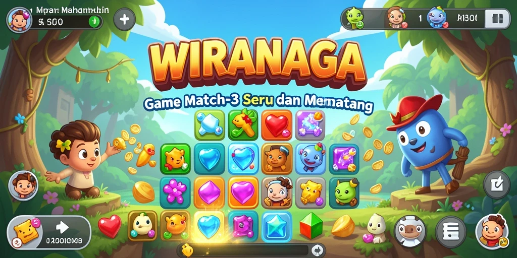Tangkapan layar menunjukkan pertempuran seru dalam WIRANAGA Match-3.